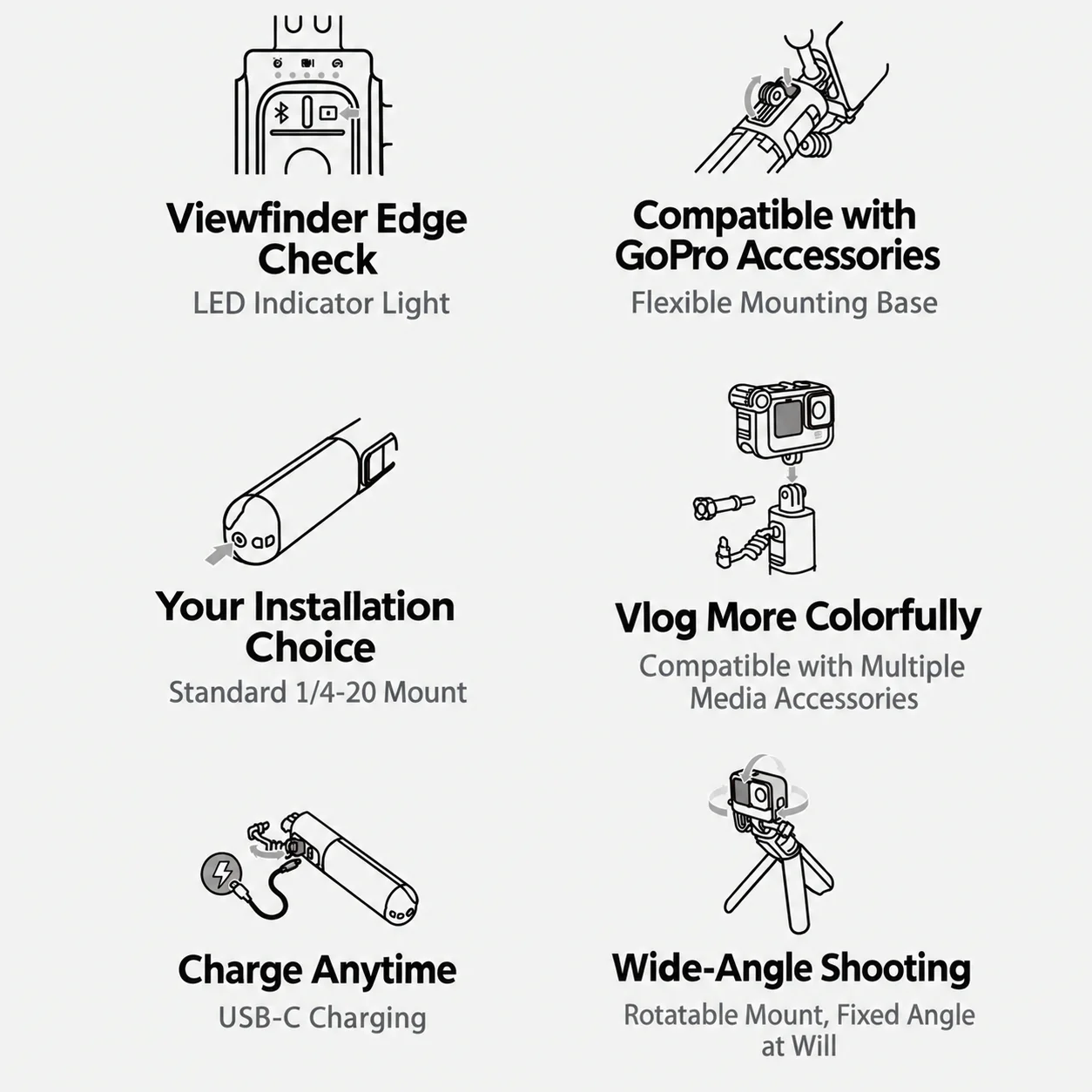 For GoPro HERO 13 12 11 10 9 4900mAh Portable Volta Battery Charging Tripod Remote Control Handheld Action Camera Accessories