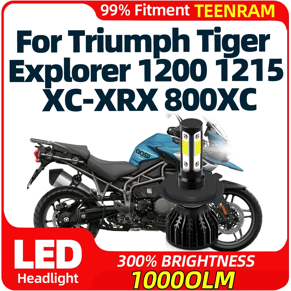 H4 LED Headlight Bulb With Fan 10000LM Motorcycle Headlamp 12V High Low Beam For Triumph Tiger Explorer 1200 1215 XC-XRX 800XC