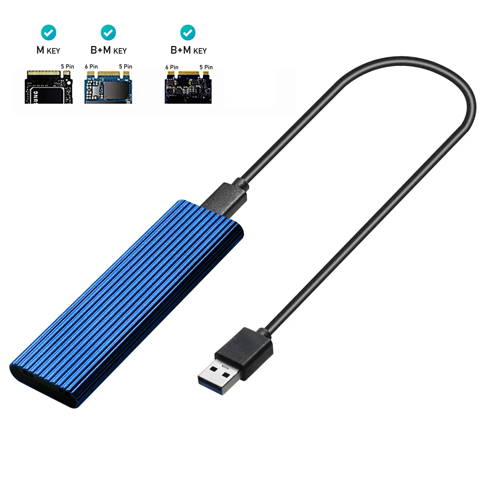

Корпус M2 SSD Адаптер корпуса M.2 NVMe SATA SSD 6 Гбит/с USB3.1 Type-C USB3.0 USB2.0 Внешний Nvme NGFF Sata PCIE M/B Key SSD Box