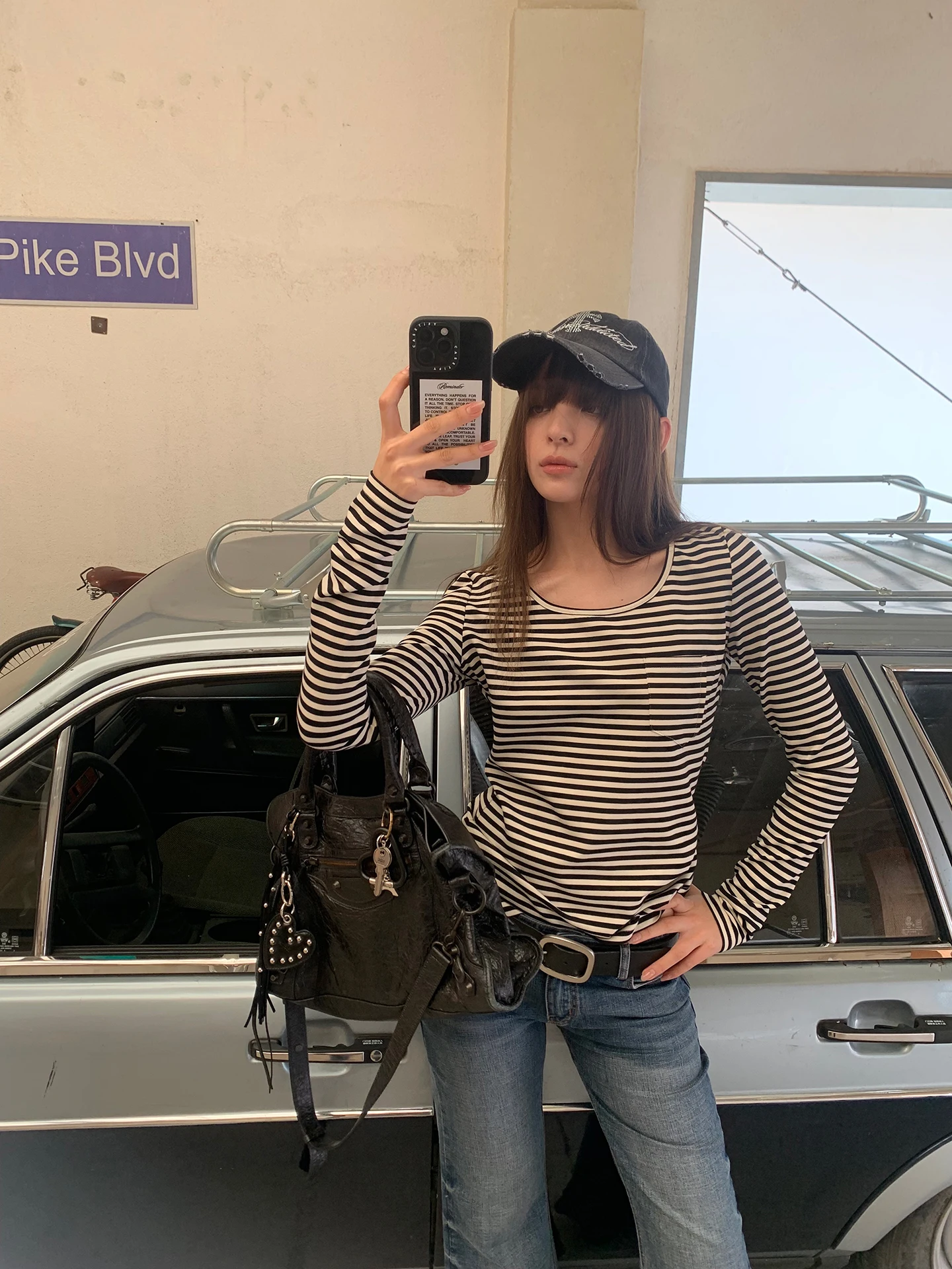 

Облегающая футболка U-Ne Kernel Cosmos Casual Sle из смеси хлопка с длинным узором в полоску све, универсальная, ранняя осень, свободное ощущение