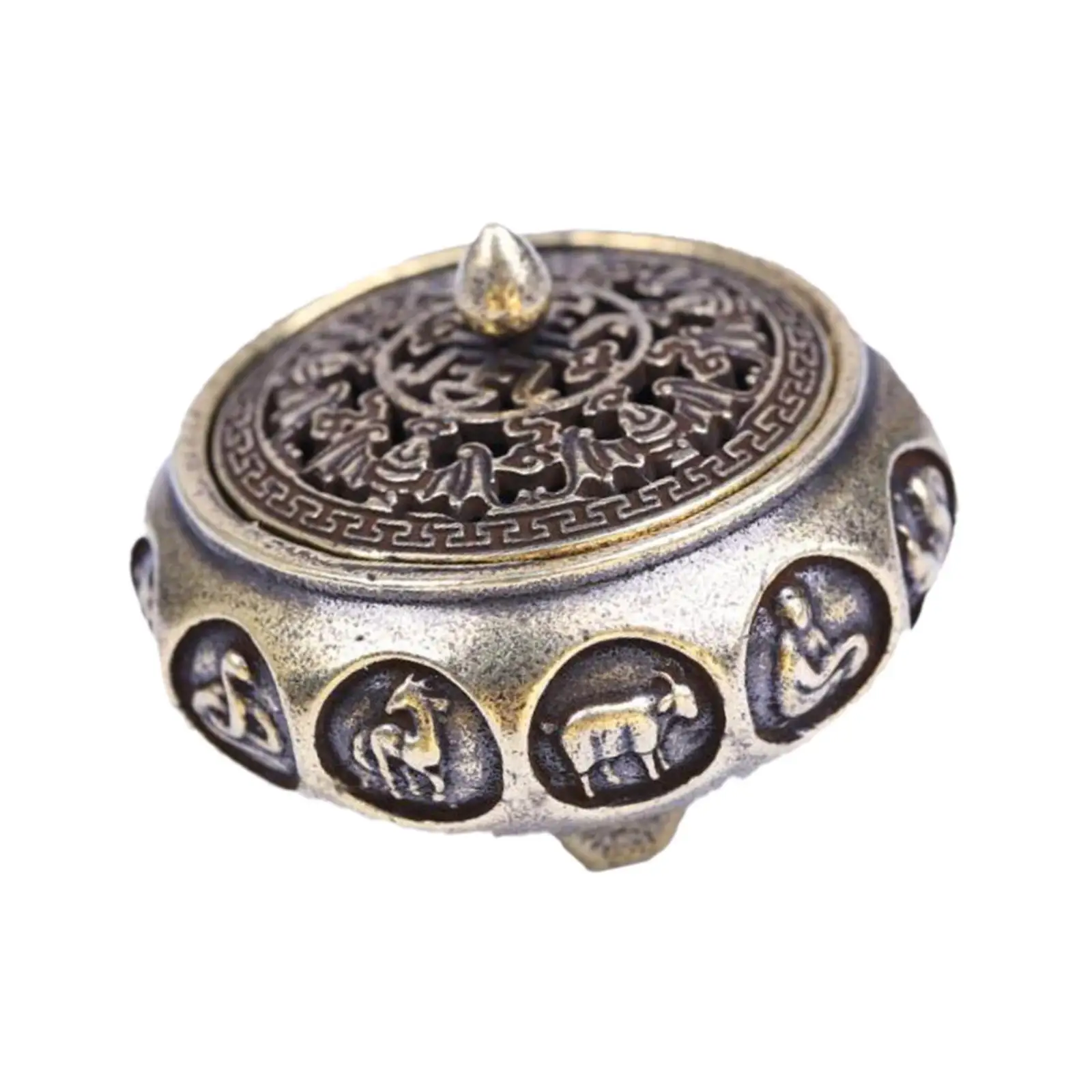 Incense Burner with Lid Home Decoration Incense Stick Holder Cone Coil Incense