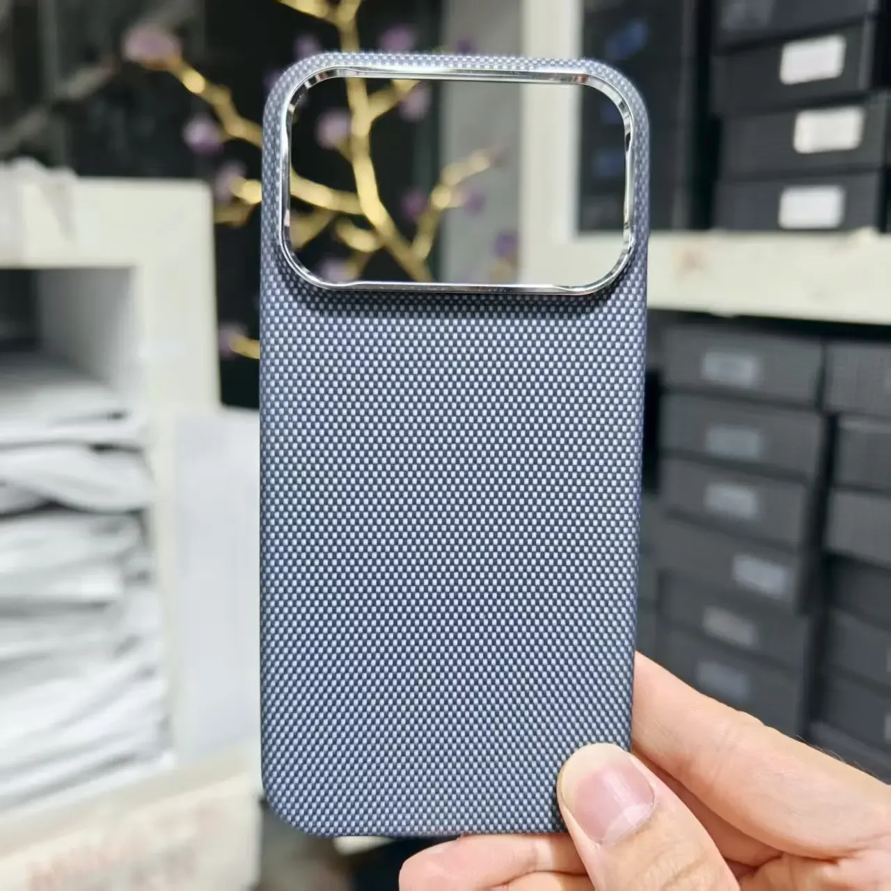 حافظة لهاتف آيفون 17 برو ماكس/ آيفون 17 برو من ألياف الكربون ماكروبور حماية للعدسات غطاء هاتف من ألياف الأراميد مع حافظة مغناطيسية Magsafe #4