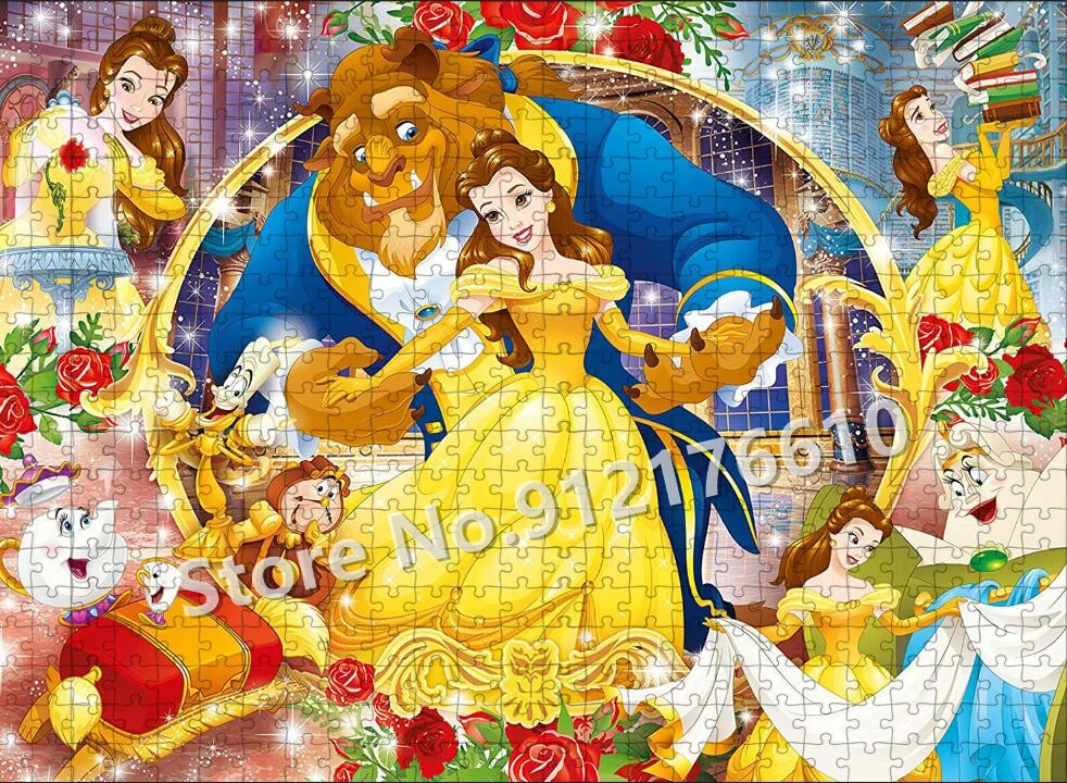 Frozen Mickey Disney Jigsaw Puzzle Princess Beauty and The Beast Sleeping Beauty Wooden Puzzle Decompress Educational Toys Gift