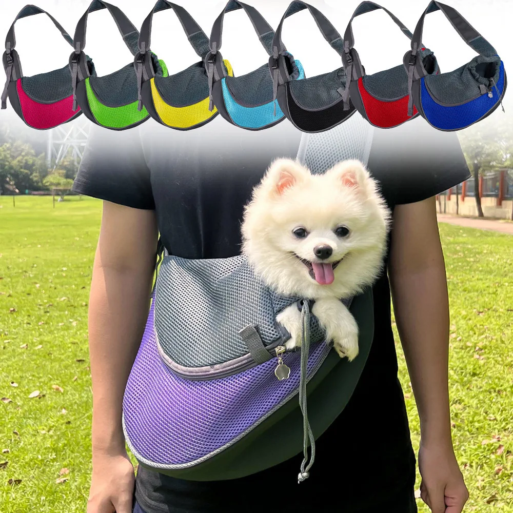 1pcs Pet Cat Dog Carrier Backpack Travel Tote Shoulder Bags Mesh Sling Carry Pack Pet Carrying Supplies Crossbody Shoulder Bag