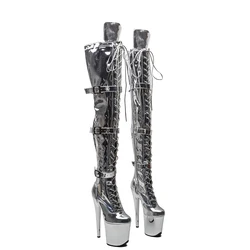 Leecabe 20CM/8Inch Shinny Patent Electroplate Platform party High Heels Shoes Pole Dancing boot