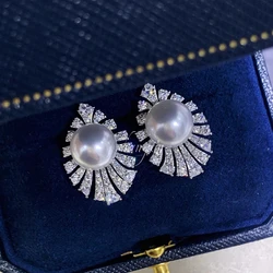 MeiBaPJ 9-10mm Natural Semiround Pearls Fashion Stud Earrings Fine Wedding Jewelry for Women