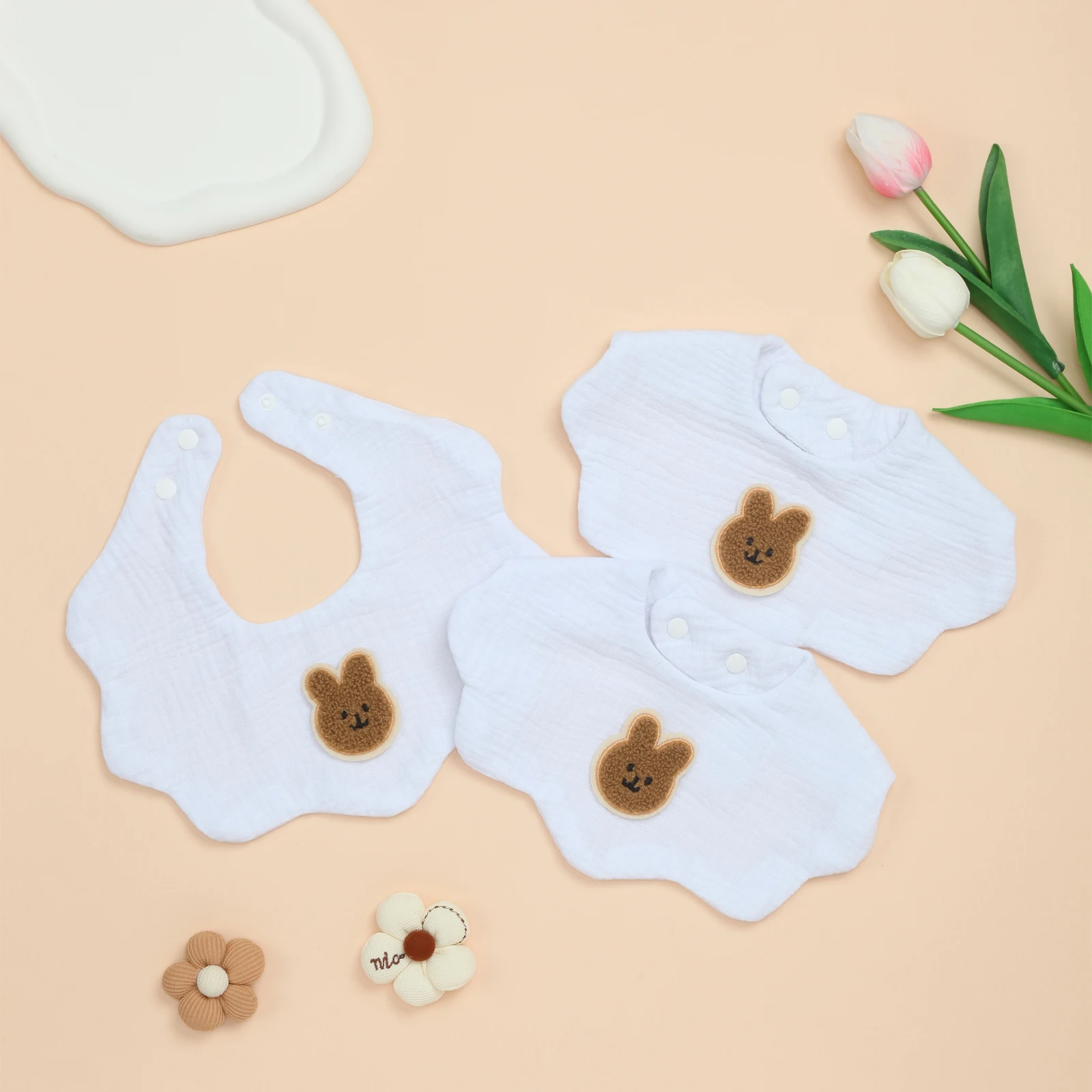 

Комплект из 3 мягких хлопковых детских нагрудников, супервпитывающий детский нагрудник для слюнотечения, прорезывания зубов, кормления, регулируемая защелка