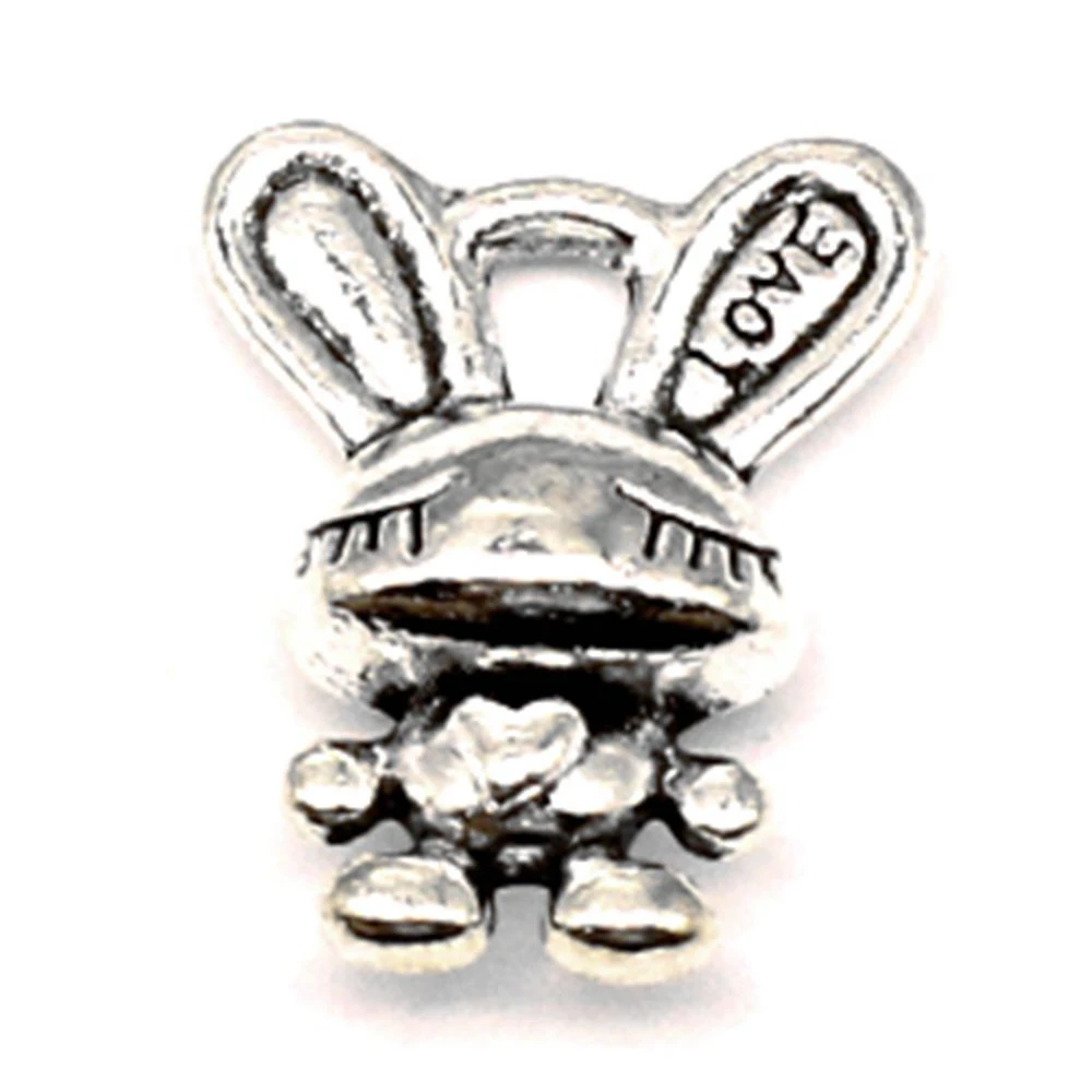 5pcs 13x17mm Rabbit Charms Jewelry Making Pendant Bag Accessories Best Friends Jewelry Antique Silver Color