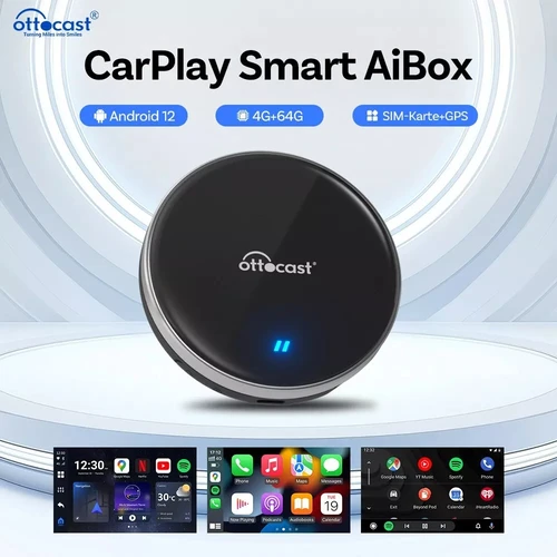 Imagen 1 del producto OTTOCAST P3 Lite OttoAiBox Android Ai Box inalámbrico CarPlay Android Auto accesorios de coche Smart TV Box para Play Store 2024 nuevo