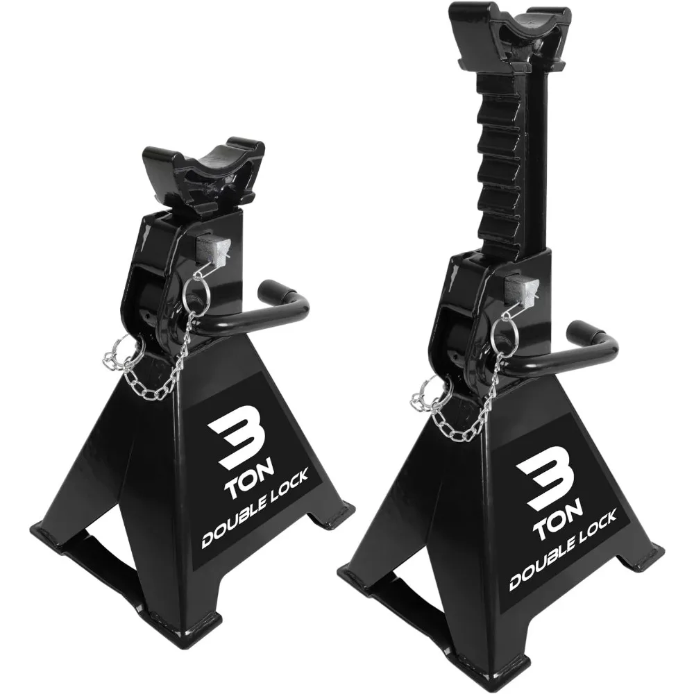 

Сверхмощные стальные подставки: двойные стопорные штифты, вместимость 3 тонны, регулируемая высота, черная пара