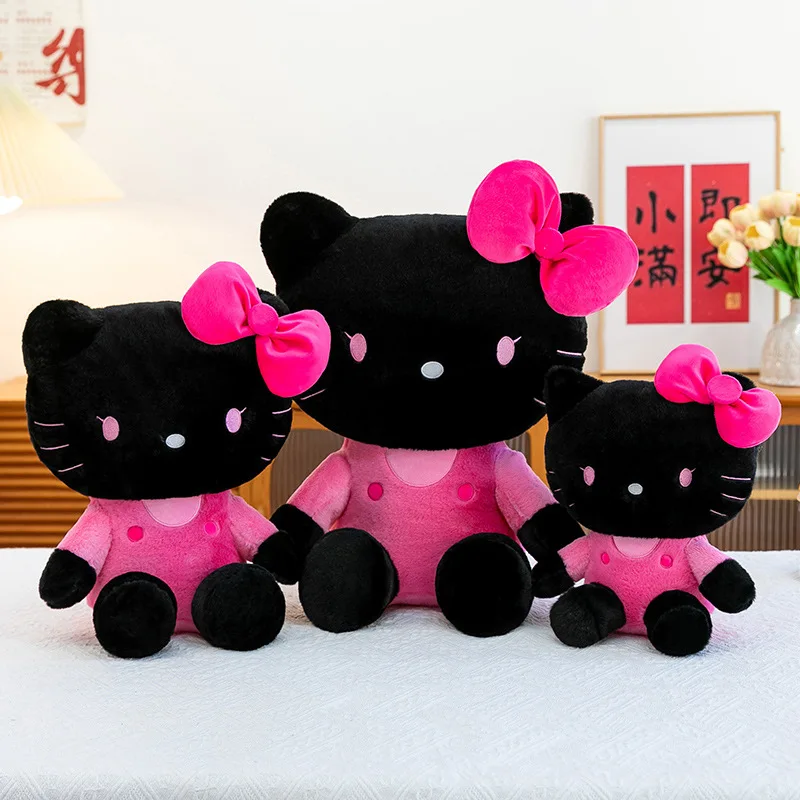 30/40/50cm Black Pink Hello Kitty Plush Toy Fluffy Sofa Cushion Desktop Room Decor Companion Doll Sleep Soothing Doll Girl Gift view 2