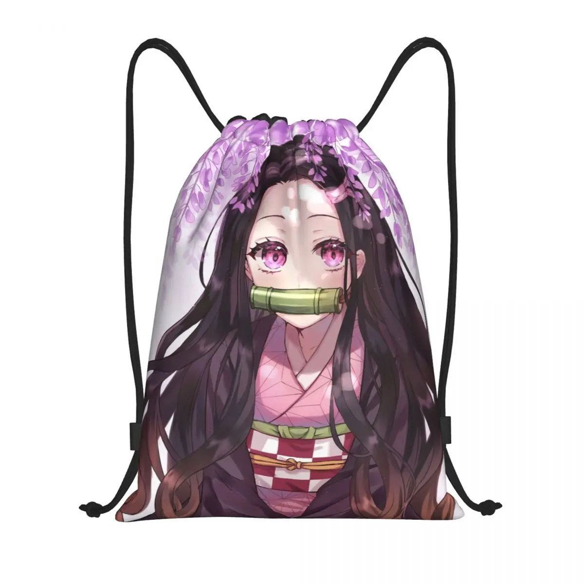 

Demon Slayer Anime Kimetsu No Yaiba Bag Drawstring Backpack Gym Sackpack Water Resistant Kamado Nezuko String Bag for Running