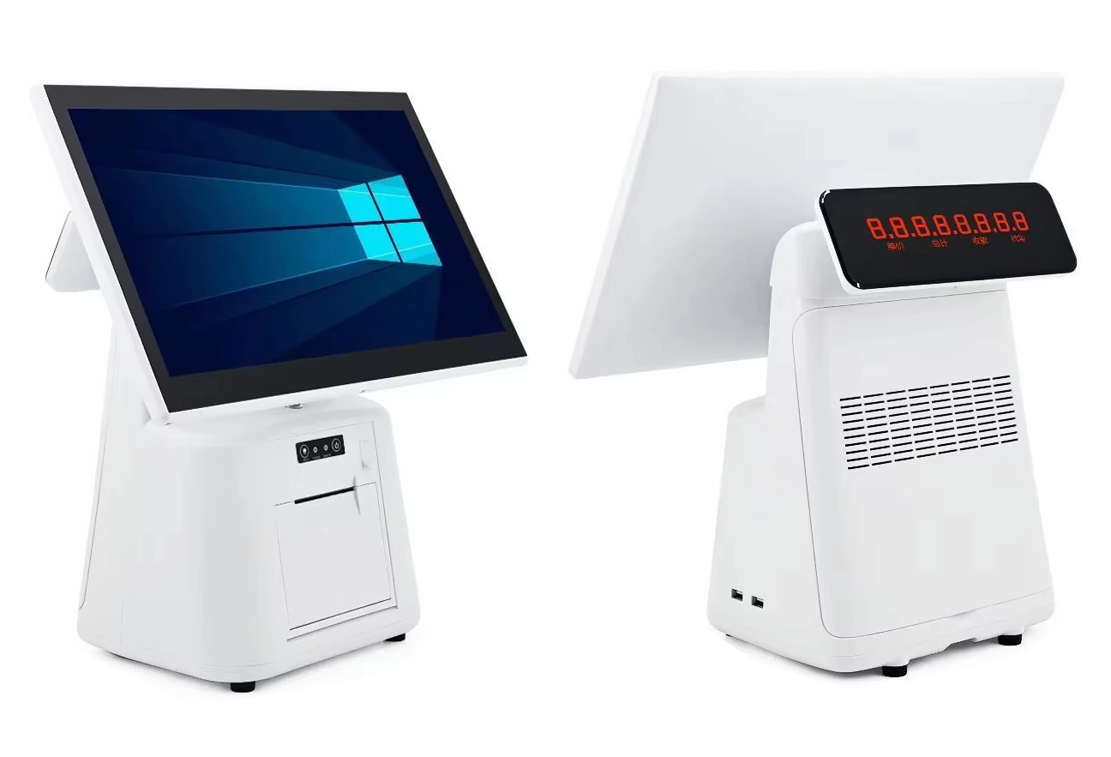 15.6 Inch i3/i5 Win10 Win11 Touch Screen Cash Register Windows POS System 58/80mm Thermal Printer Foodcourt Payment Terminal