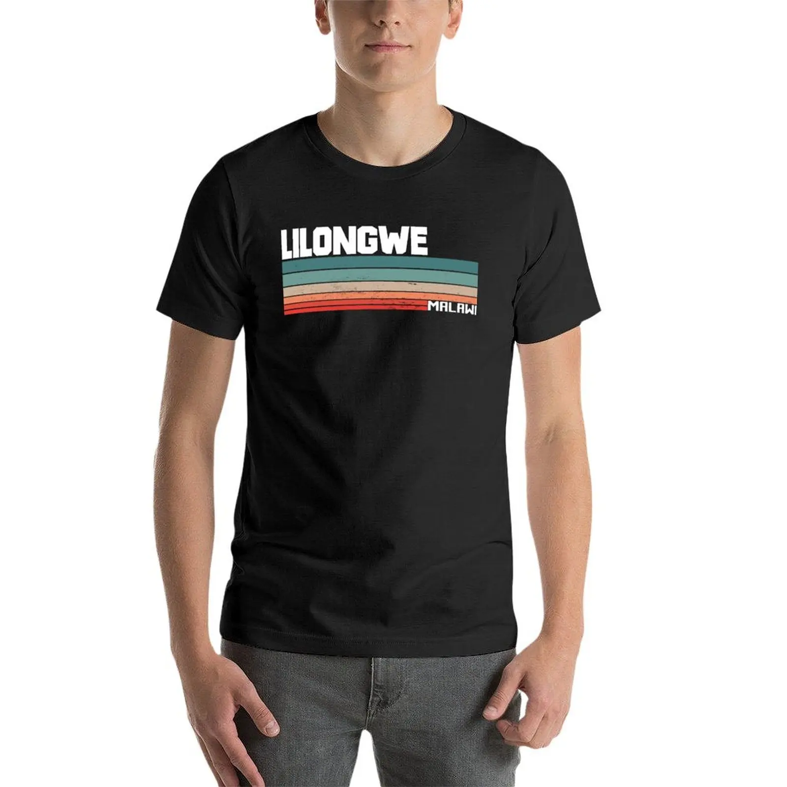 Lilongwe Malawi Vintage Stripes T-Shirt summer tops tees Blouse clothes for men