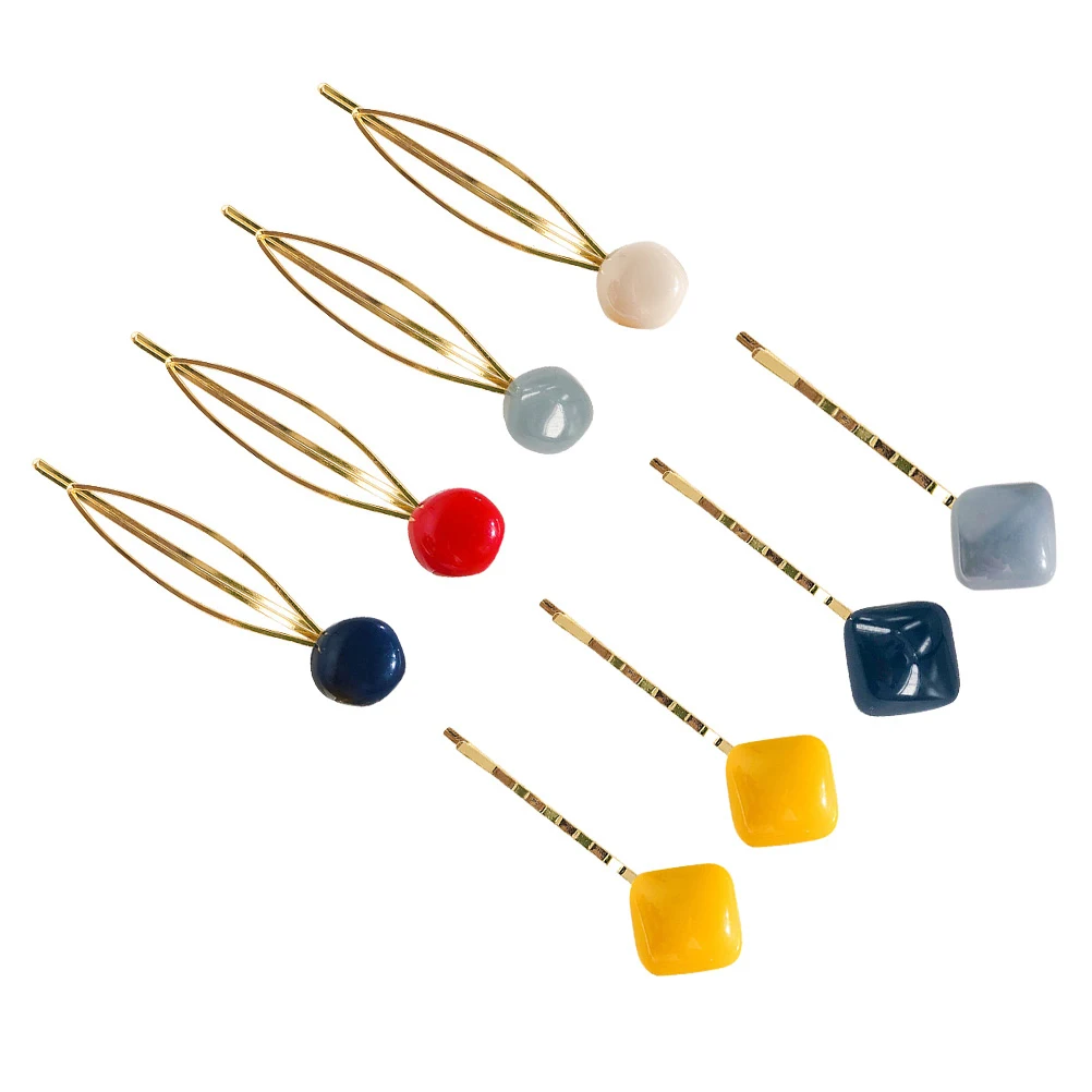 

8 Pcs Acrylic Stone Hair Clips Decorative Bobby Pins Alloy Women Accessories Durable Fashion Travel Outing Gifts