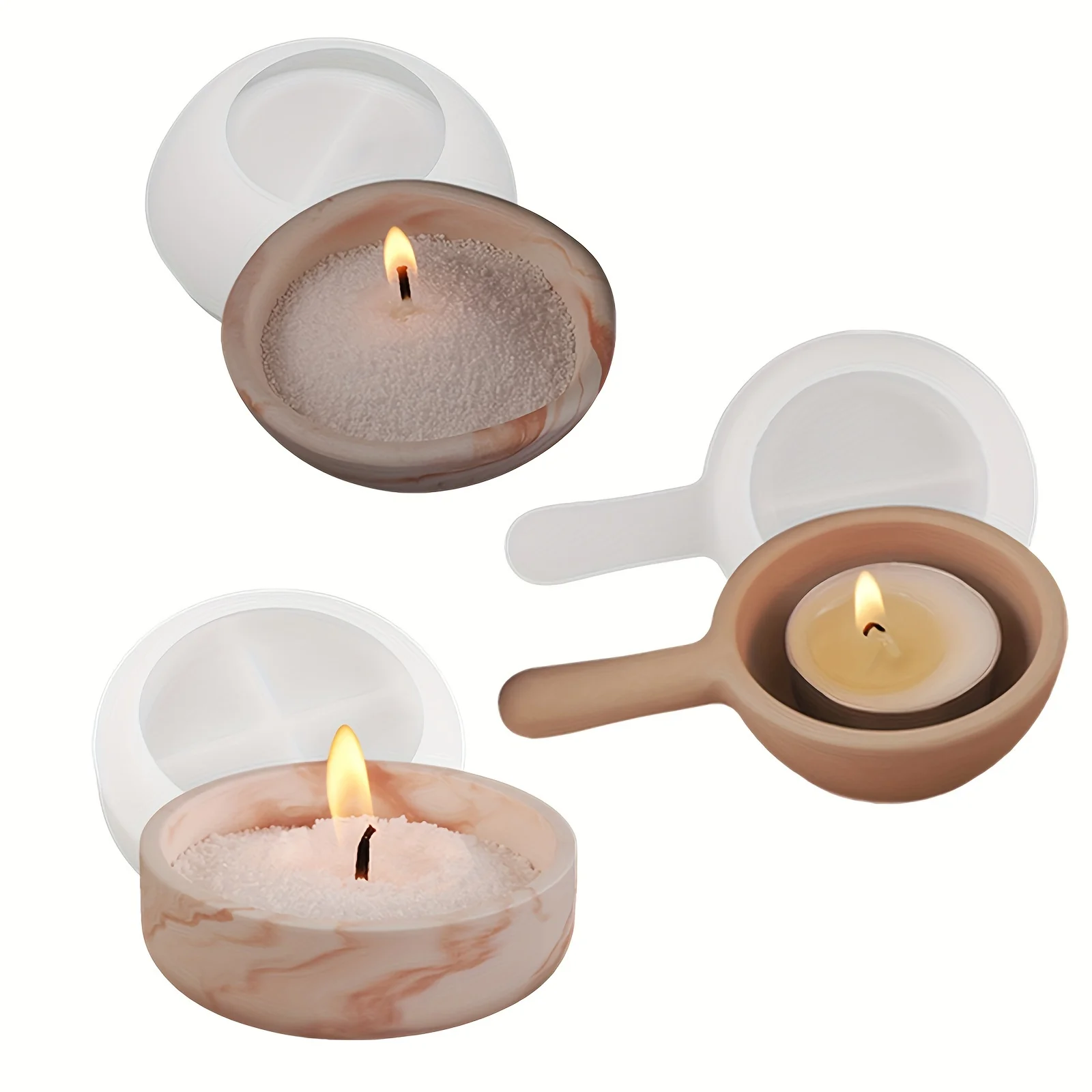 

3Pcs/Set Concrete Candle Cup Silicone Mold DIY Gypsum Cement Mini Storage Dish Silicone Resin Mold