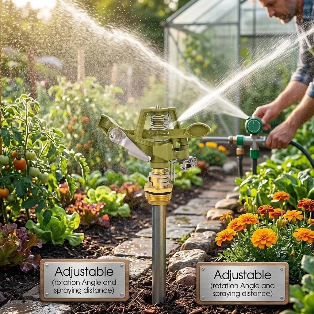 1PC 1/2 3/4 inch Metal Pulsating Sprinkler 360 Degree Rocker Arm Rotating Lawn Watering Sprinklers for Garden Irrigation System