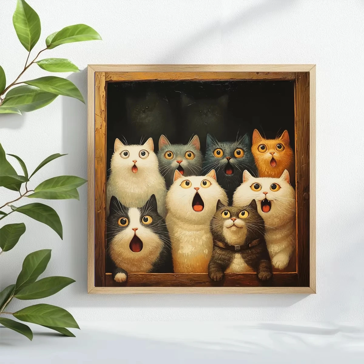 Peinture à l'huile numérique par numéros, groupe de chats ébahis sur toile, décoration murale pour salon, sans cadre
