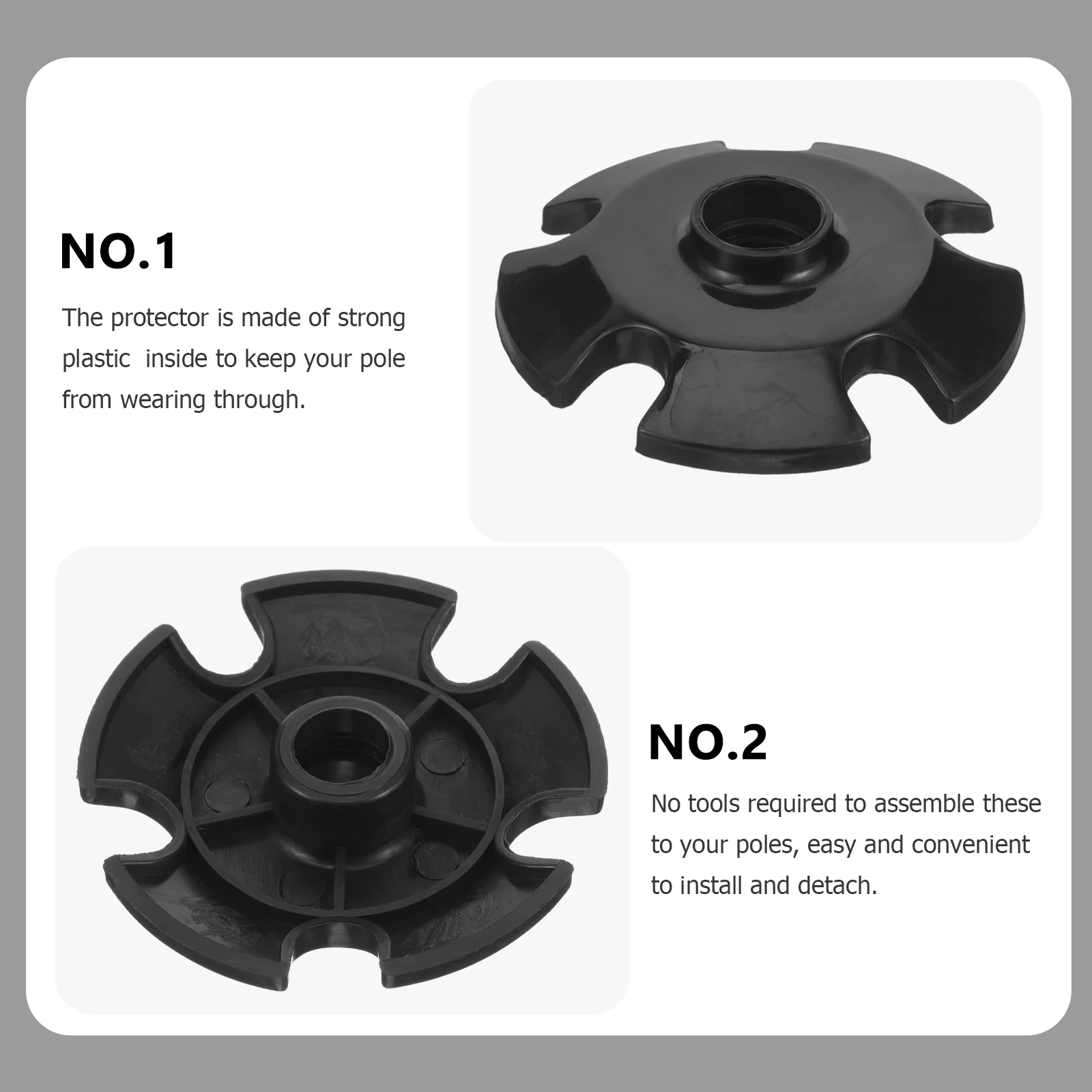 

Trekking Pole Tips Mud Trays Hiking Pads Walking Stick Accessories Black Fits Most Poles Easy Install Plastic
