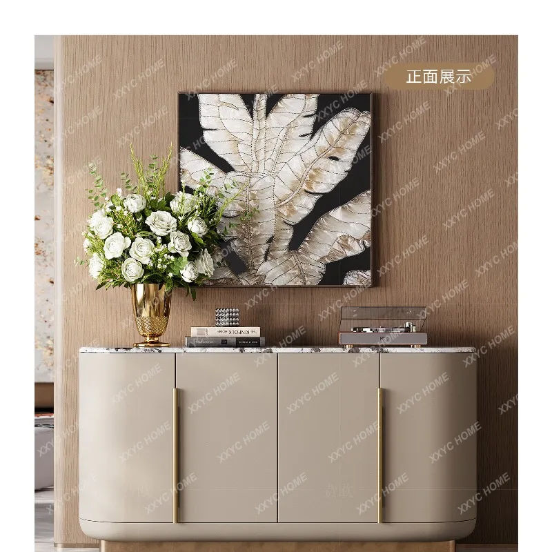 XXHigh-end light luxury sideboard post-modern luxury mansion, large flat floor marble storage entrance cabinet