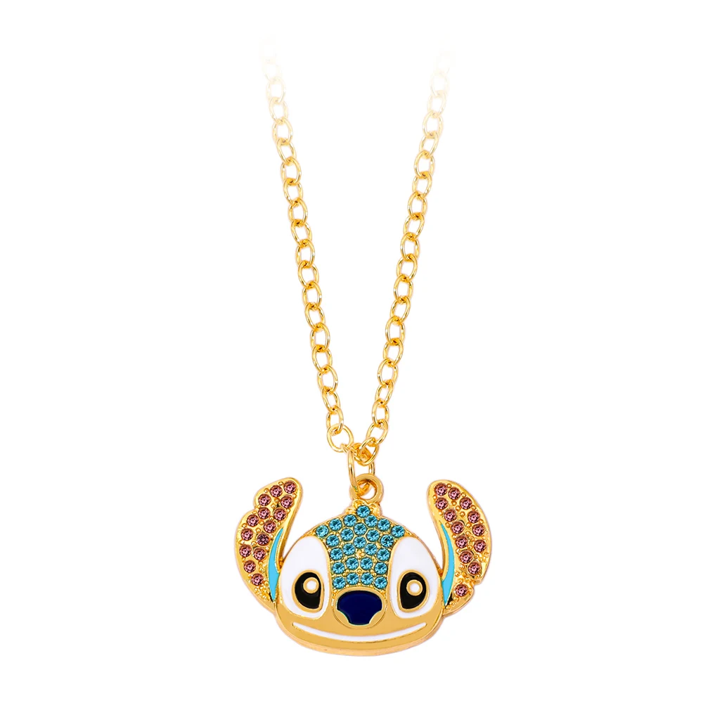

Disney Cartoon Character Stitch Pendant Cute Rhinestone Head Portrait Accessory Creative Birthday Toy Gift for Friends