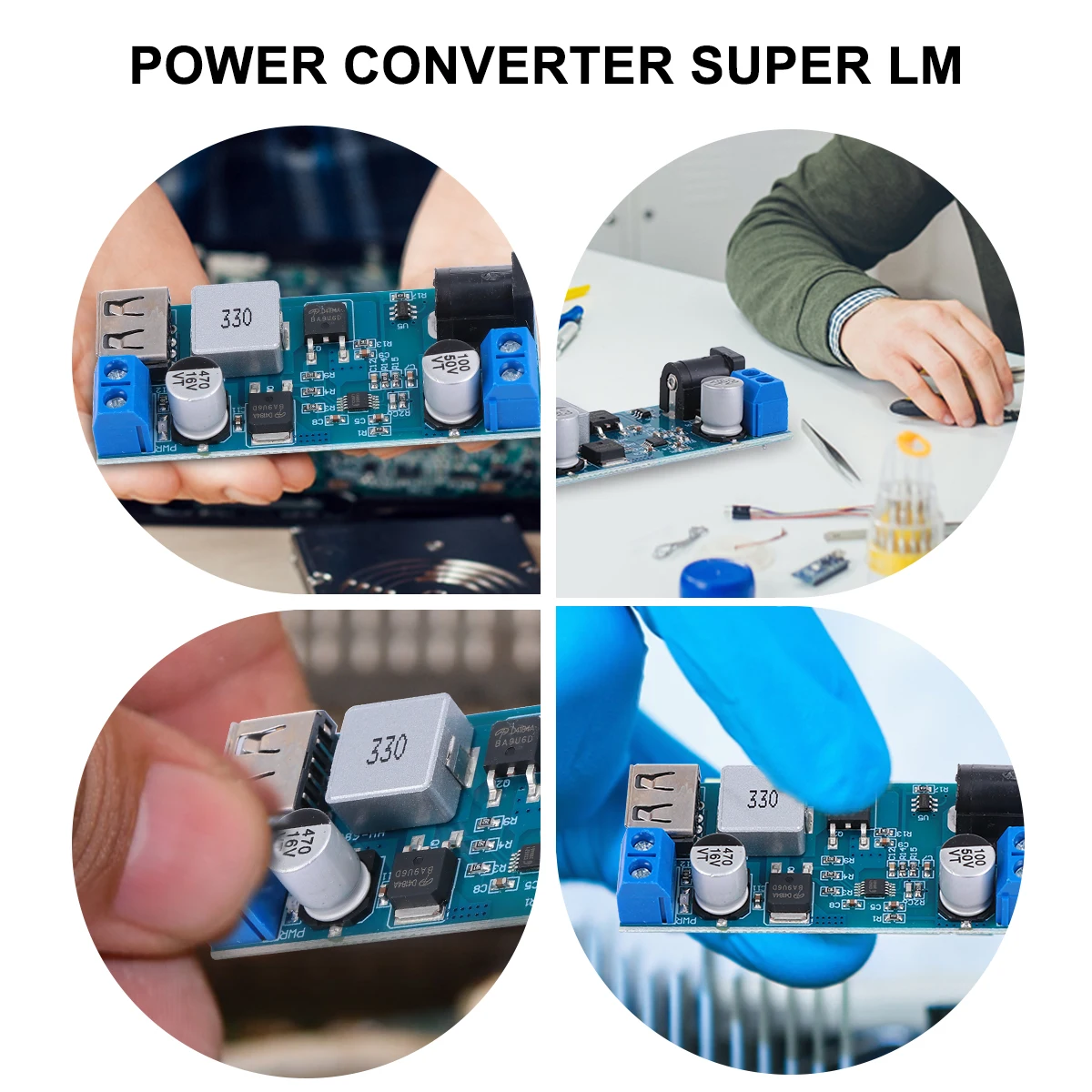 

3 pcs Power Supply Module Converter Step-Down Voltage Regulator Blue Adjustable Non-Isolated DIY Vehicle