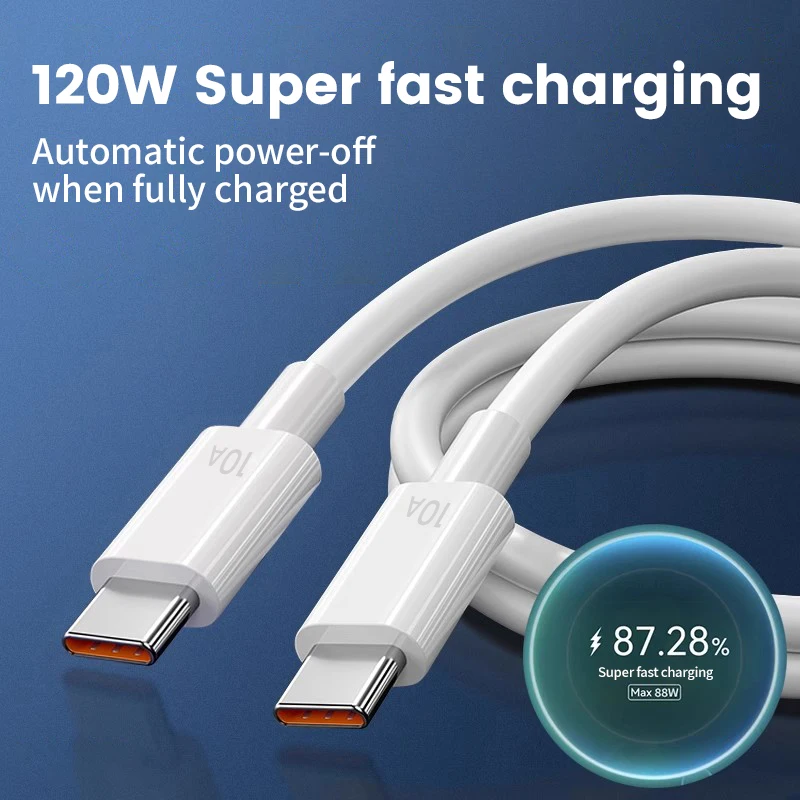 Super Fast Charging Type C to C Data Cable High Speed Transfer 0.25/1/1.5/2/3m for iPhone Samsung Xiaomi Huawei 120W 10A