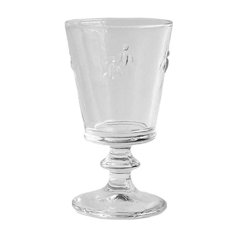 Embossed glass bee juice cup ice cream cup white grape goblet Yiling
