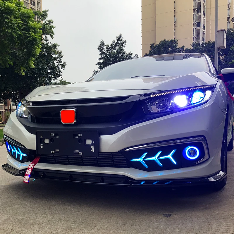 Applicable to 2019-2021 Civic 10th generation modified daytime driving lights rear bumper lights fog lamp assembly accessories