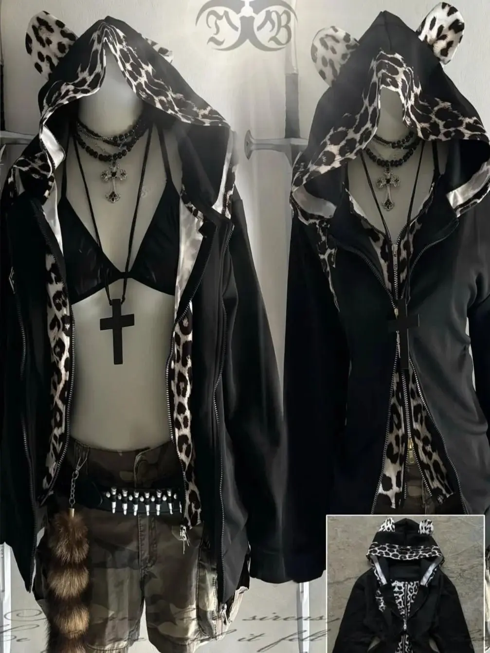 

2000s American Vintage Safari Coats with Hooded Women Zipper Sweatshirts Casual Streetwear Grunge Jacket Y2k Stand Neck Harjauku