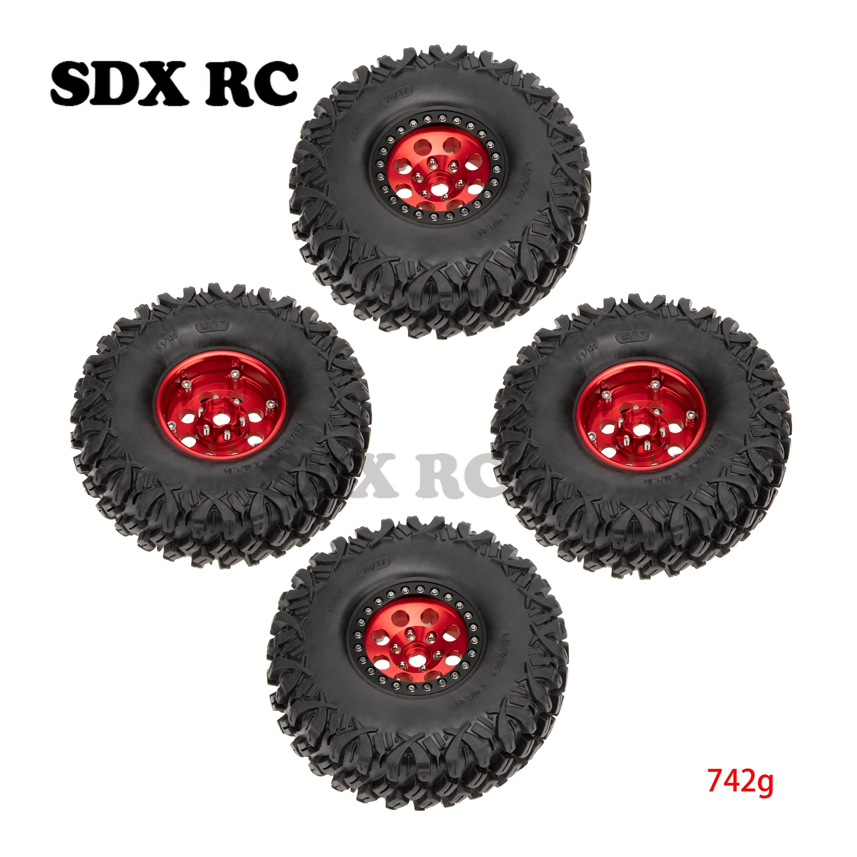 

4PCS 1.9 inches Aluminum Alloy Wheels & Rubber Tires Kit for 1/10 RC Rock Crawler TRX-4 Axial SCX10 90046 D90 Voodoo KLR