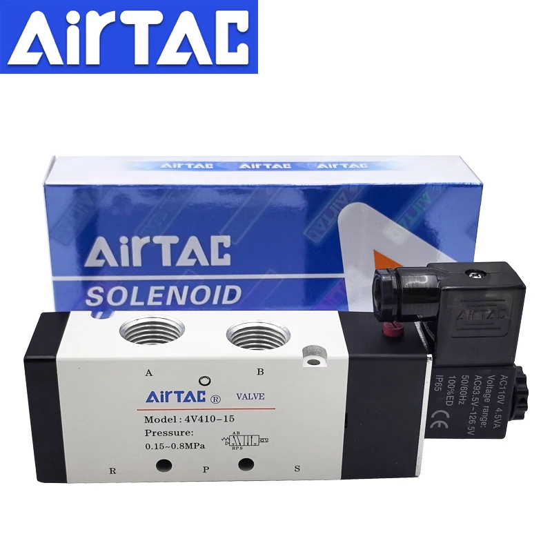 

AirTAC 4V110-06 4V210-08 4V310-10 4V410-15 5/2 Way Direction Control DC12V 24V AC220V 110V Pneumatic Electric Solenoid Valve
