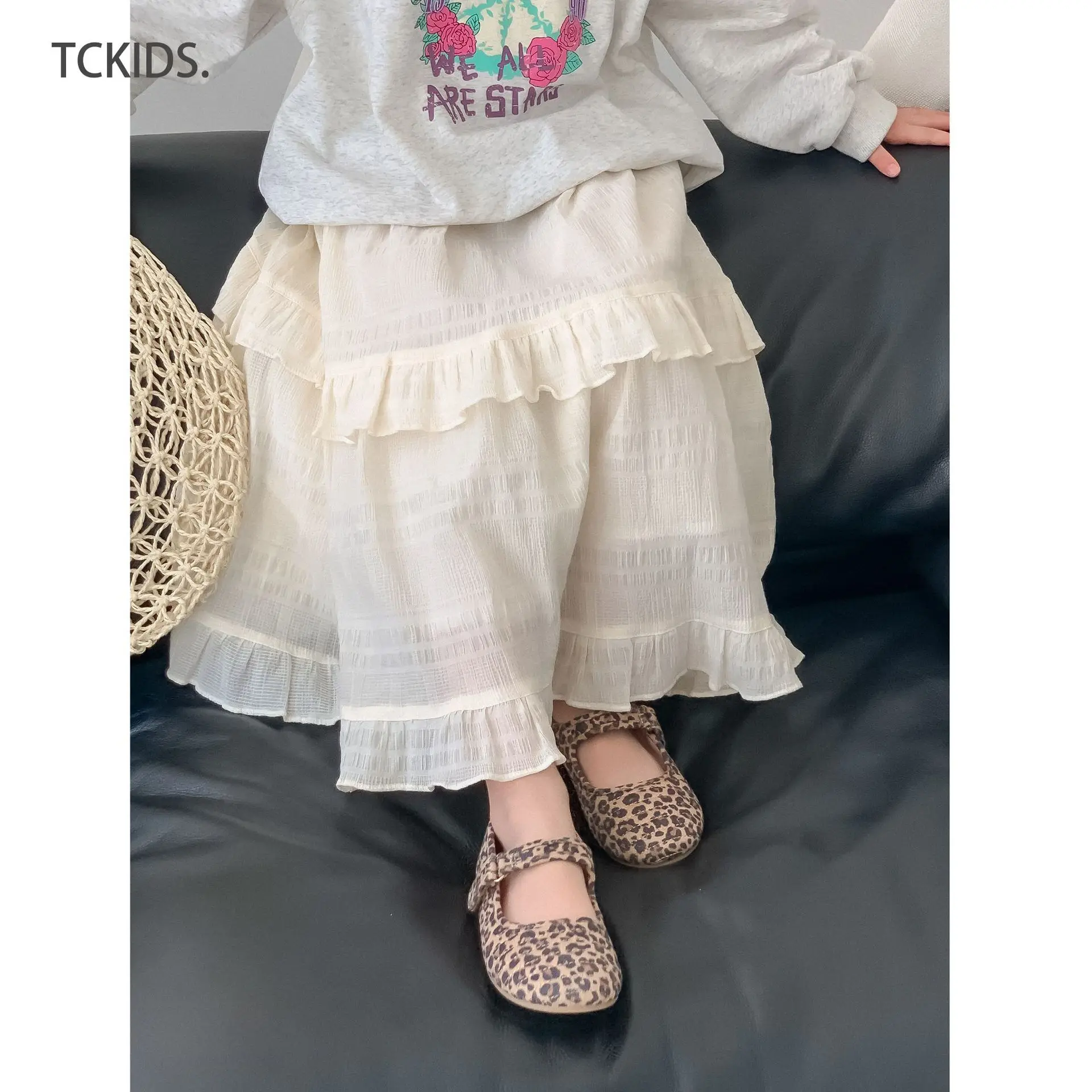 

Girl Shorts Shirt 2024 Spring and Summer Korean Style Fashion Girls Spring French Sweet Skirt Long Dress Girl White Skirt