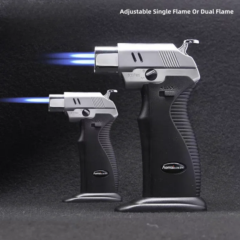 New Creative Adjustable Jet Flame Butane Gass Torch Lighter Lock Fire Outdoor Camping Bbq Kitchen Cigar Lighter Men Gadgets