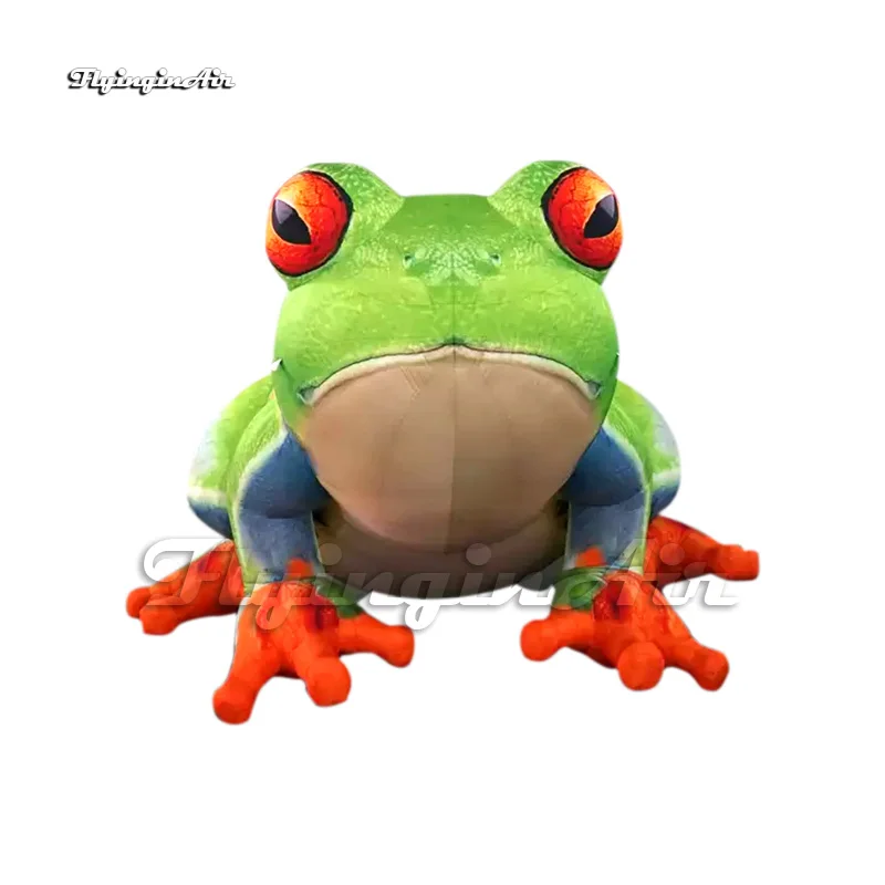 Customized Large Inflatable Frog Full Printing Cartoon Animal Balloon Green Blow Up Bullfrog For Park Decoration