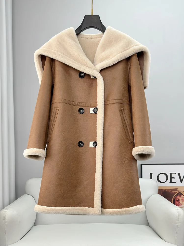 

2023 Autumn/Winter New Lamb Fur Grass Coat for Women Wearing Medium and Long Sheep Cut Fleece Fur Integrated Coat on Both Sides