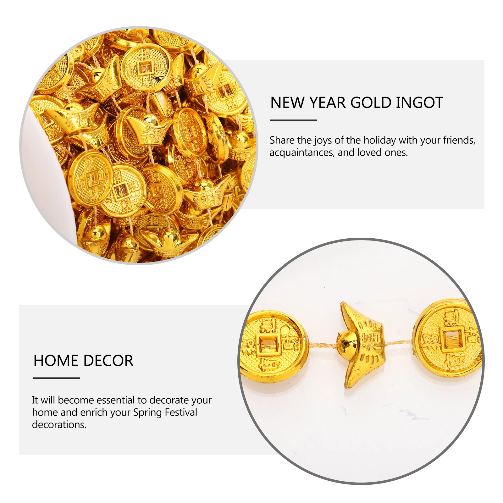

1Roll New Year String Adornment Plastic Pendant Golden Festival Decorative Party Hanging Home Spring Small Golden