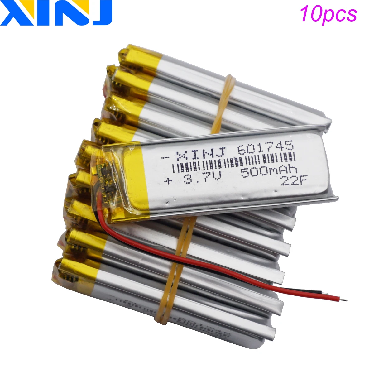 10Pcs 3.7V 500mAh 1.85Wh 601745 Li Lipo Rechargeable Battery For MP3 Music Game Player GPS Sat Nav Car Camera Bluetooth Speaker