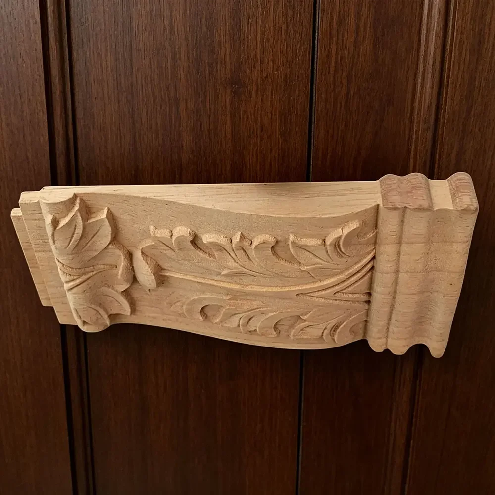 Woodcarving Corbels Decal Column Wood Furniture Decorative Mouldings Decal Cabinet Door Wood Figurine Crafts Home Decor