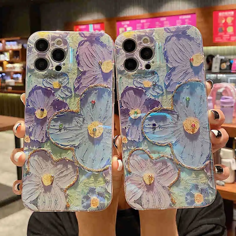 Luxury Blu-ray Flowers Case For Huawei Honor 70 60 50 Pro X30 Max 30i X10 Soft Shockproof Phone Cover for Honor View V40 V30 Pro