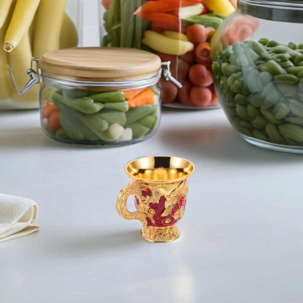 

2Pcs Vintage Chalice Cup Embossed Flower Pattern Zinc Alloy Goblet for Home Office Party Banquet Decorations Chalice Cup