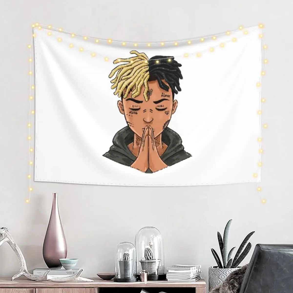 XXXTentation draw cartoon RIP legend Rap Tapestry Wall Mural Decoration For Bedroom Decoration Bedroom Tapestry