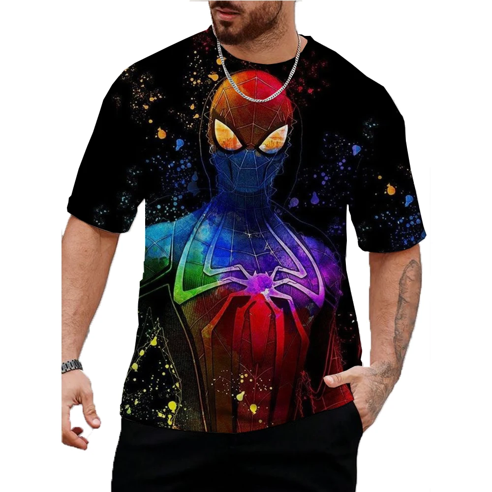 2024 Men\'s Marvel Spider Man print Graphic T-shirts For Men Oversized Short Sleeve Punk Tops Tee Shirt Men Death Clothing Boys ﻿