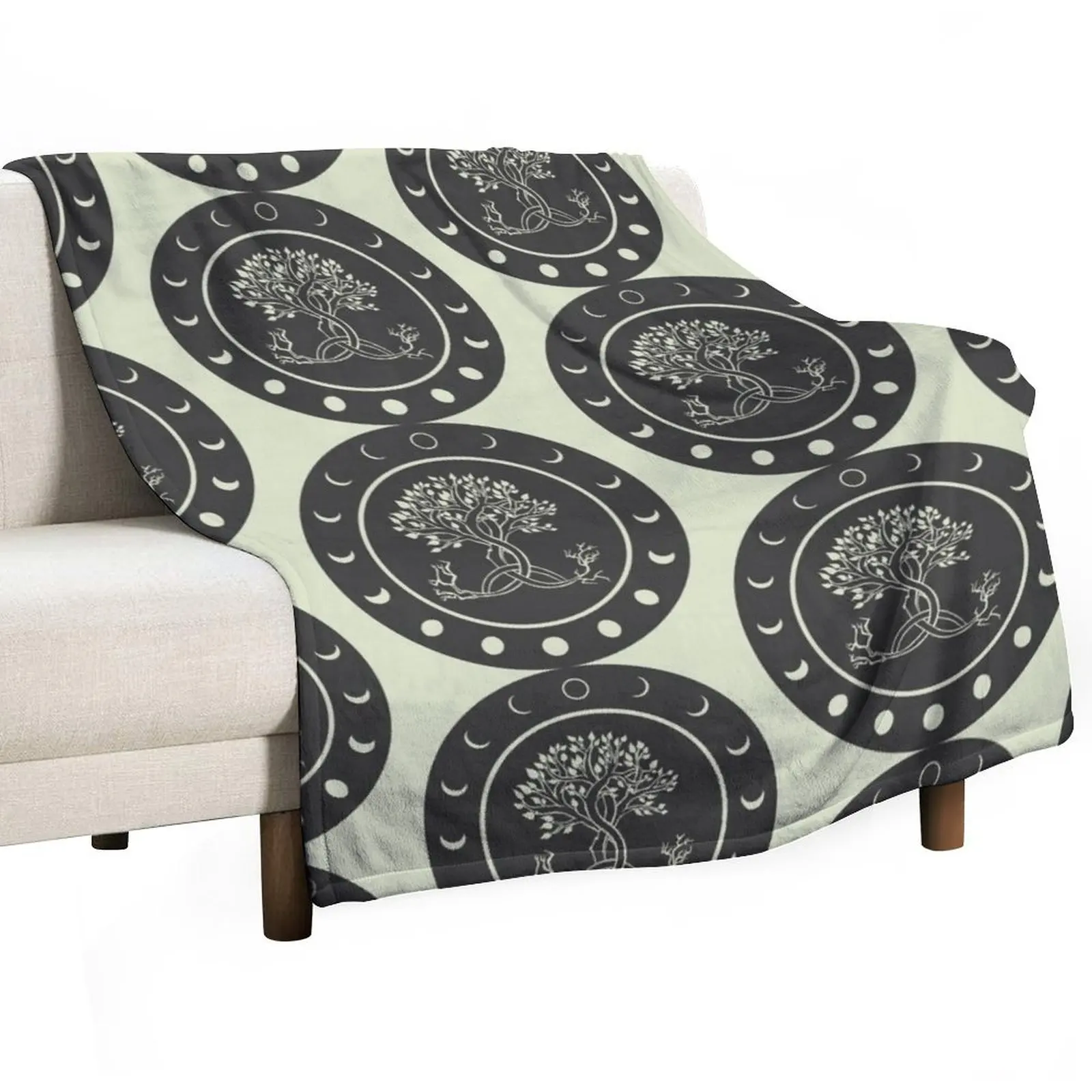 All Things By the Moon - Moon Phases Trinity Knot Magical Tree Throw Blanket Flannels Picnic for winter Blankets