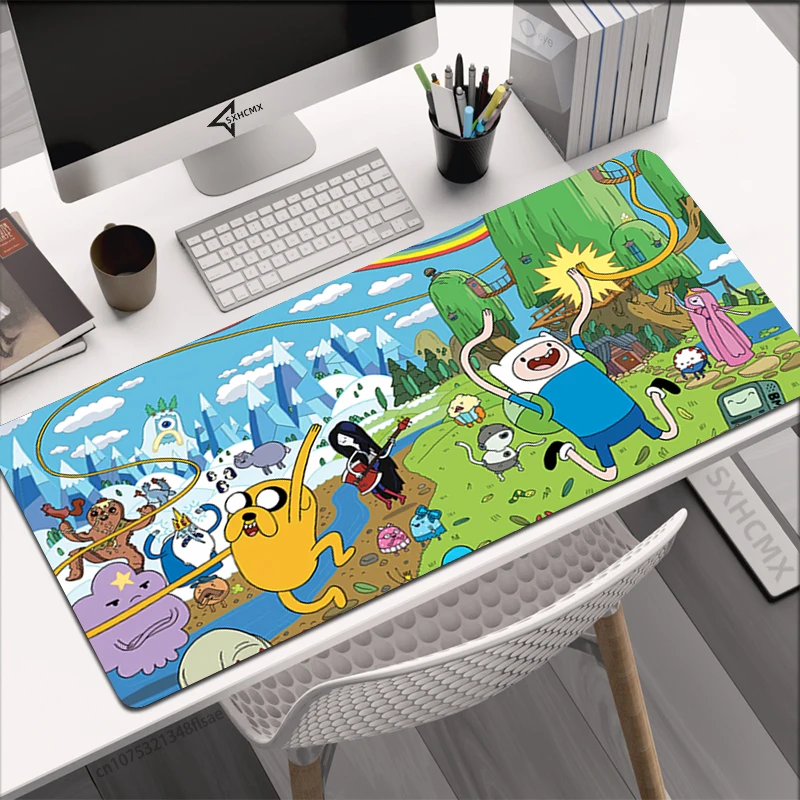 Cartoon Adventure Time Large Mouse Pad 90x40 Gaming Accessories Office Gamer Keyboard Desk Mat Non-Slip Laptop XL Anime Mousepad