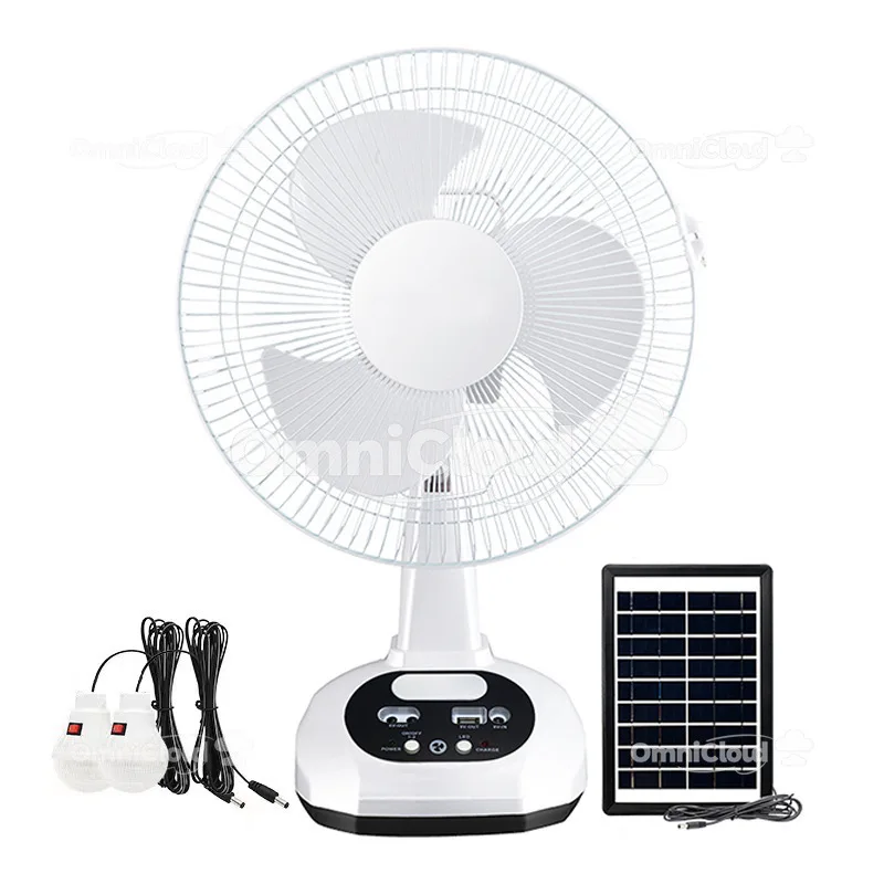 12インチのソーラー充電式扇風機、大型風量の携帯用家庭用屋外テーブルファン