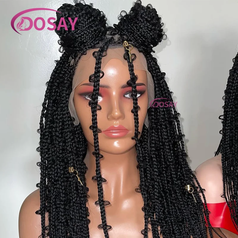 

Синтетические полные парики фронта шнурка Cornrows 36 дюймов Cornrow, плетение бабочек, плетеные парики без узлов для чернокожих женщин