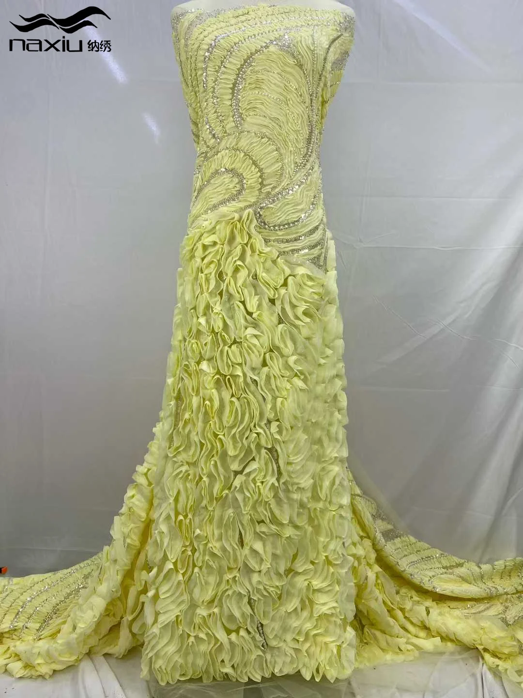 ماديسون الأفريقي النيجيري العريس ثلاثية الأبعاد نسيج الدانتيل مع الترتر الراقية الفاخرة التطريز الثقيلة أقمشة الدانتيل النيجيري لحفل الزفاف