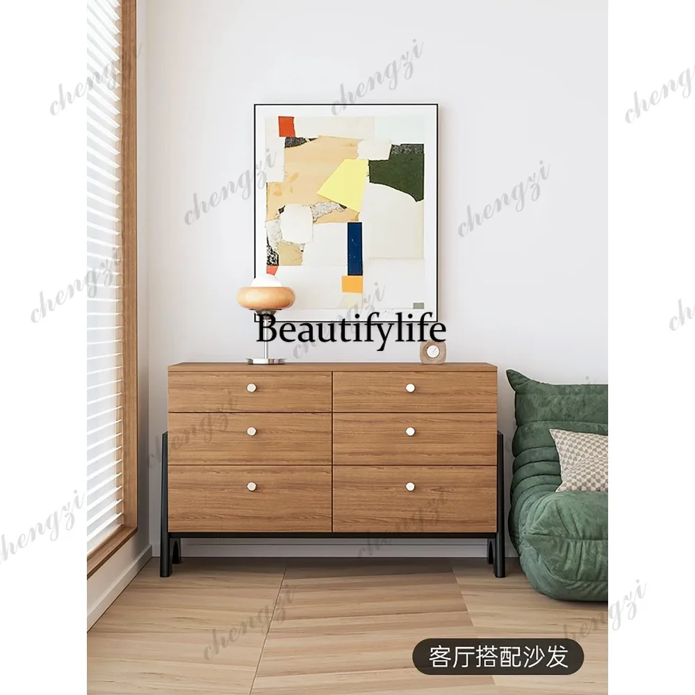 

Medieval solid wood six-chest cabinet, bedroom, bedside living room storage locker, retro side cabinet