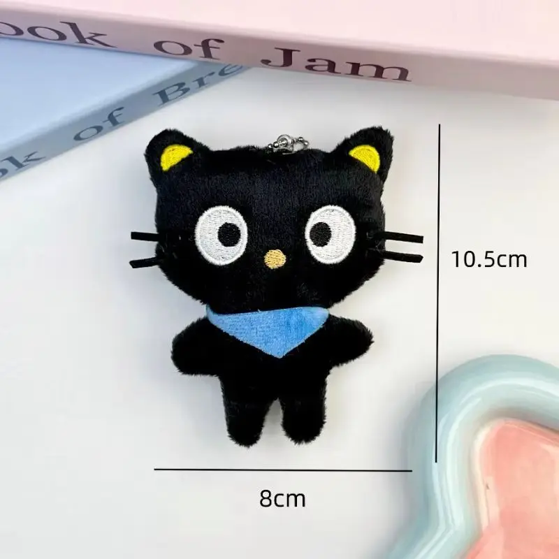 Chococat Plush Keychain Kawaii Black Cat Soft Bag Charm Cute Backpack Purse Key Holder for Girls Women Cute Anime Toy Gift